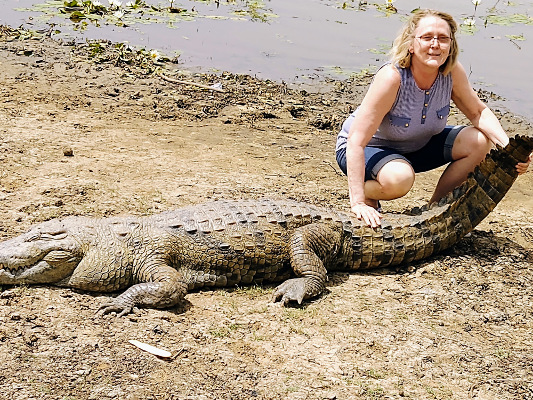 ann with croc